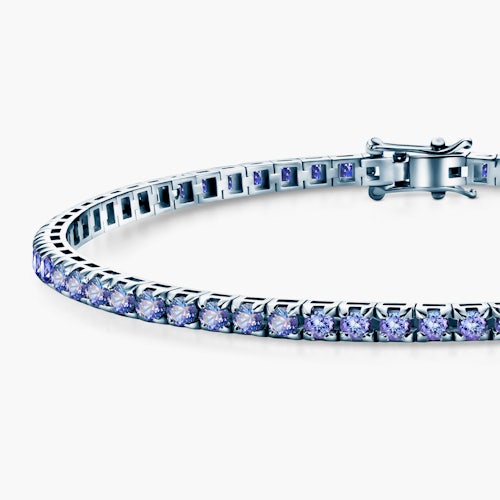 Bransoletka tenisowa Luminy 3,0mm: białe złoto, tanzanity
